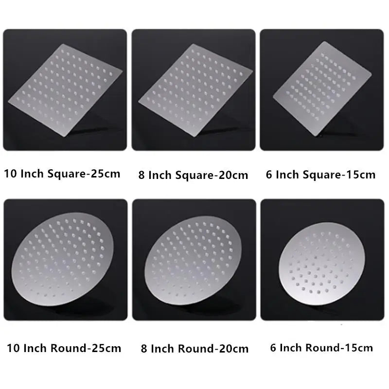 Round & Square Stainless Steel Rainfall Shower Heads